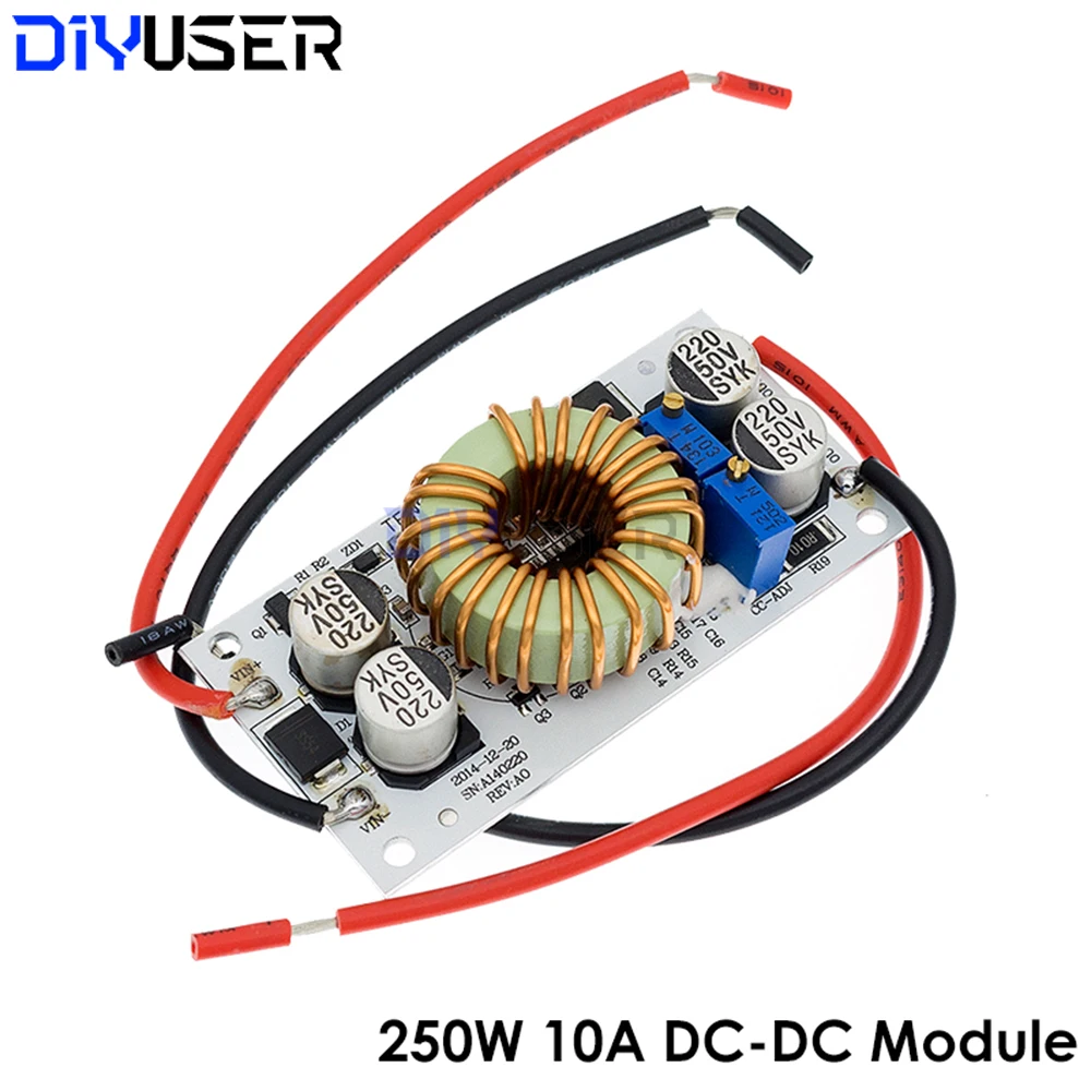 250W Boost Converter 8.5-48V to 10-50V Adjustable， High Current Driver for LED Car RV Laptop Solar， Aluminum Case