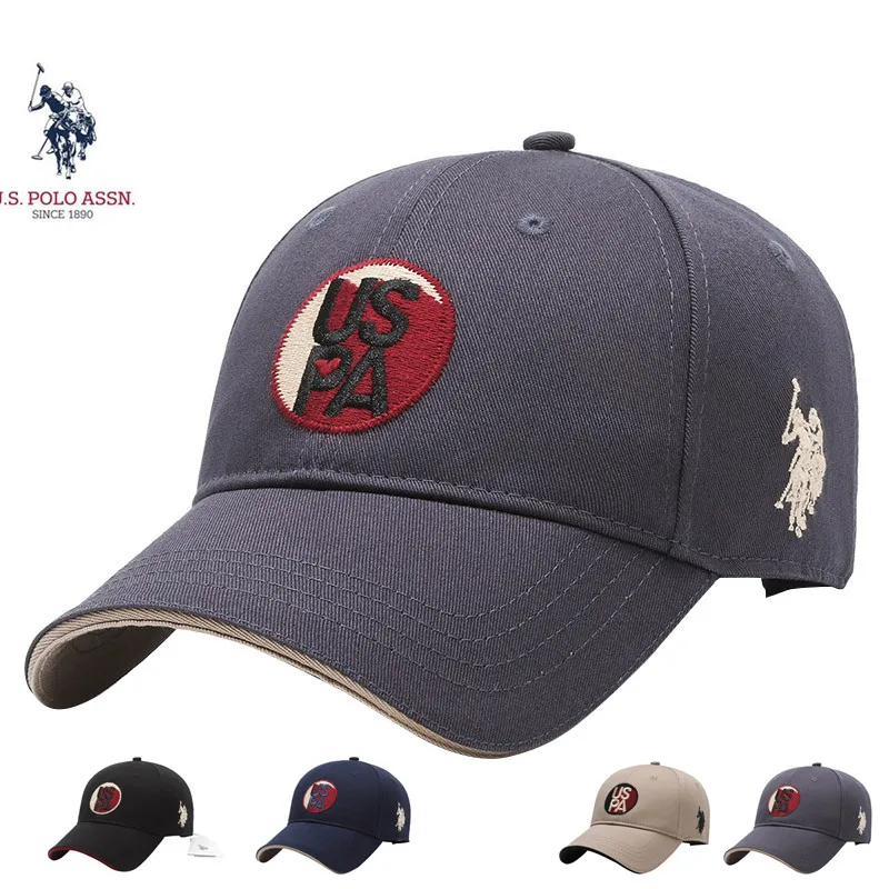 U.S. Polo Assn. 100% Cotton Color LOGO Couple Baseball Cap New Breathable Adjustable Size Fashion Men's and Women's Sun Hat