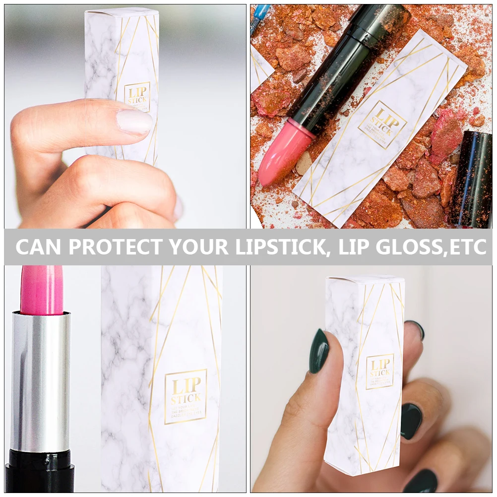 

50 Pcs Lipstick Box Colored Packaging Small Round Paper Gift Container for Lip Gloss Lip Balm Storage Travel Size