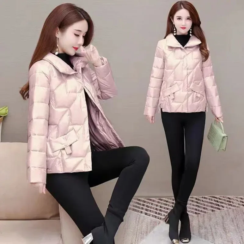 Femmes veste hiver Parkas femme brillant vers le bas coton vestes lâche col montant fermetures à glissière Parka chaude manteau court vêtements d'extérieur pour femmes