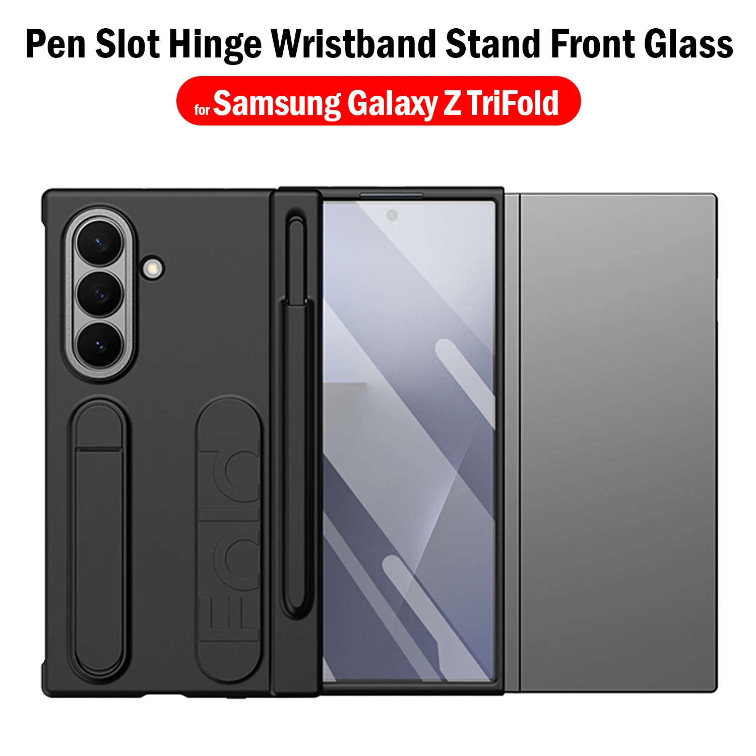 

Funda for Samsung Galaxy Z TriFold Tri Fold Case Pen Slot Hinge Wristband Stand Front Screen Glass Protection Plastic Cover Capa