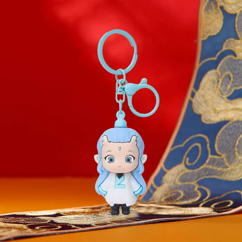 Nezha Aobing Keychain Anime Character Peripherals Cute Cartoon Pendant Handmade Ornament Small Gift Doll Birthday Gift Keychain