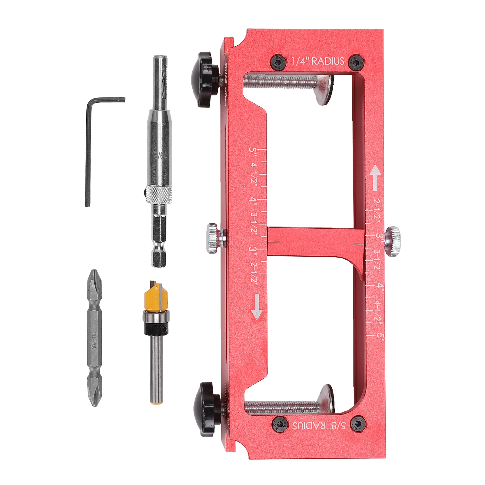 Door Hinge Jig, Al Alloy Door Hinge Template Kit for Router, Adjustable Mortise Jig Fits Door Hinges From 2.5