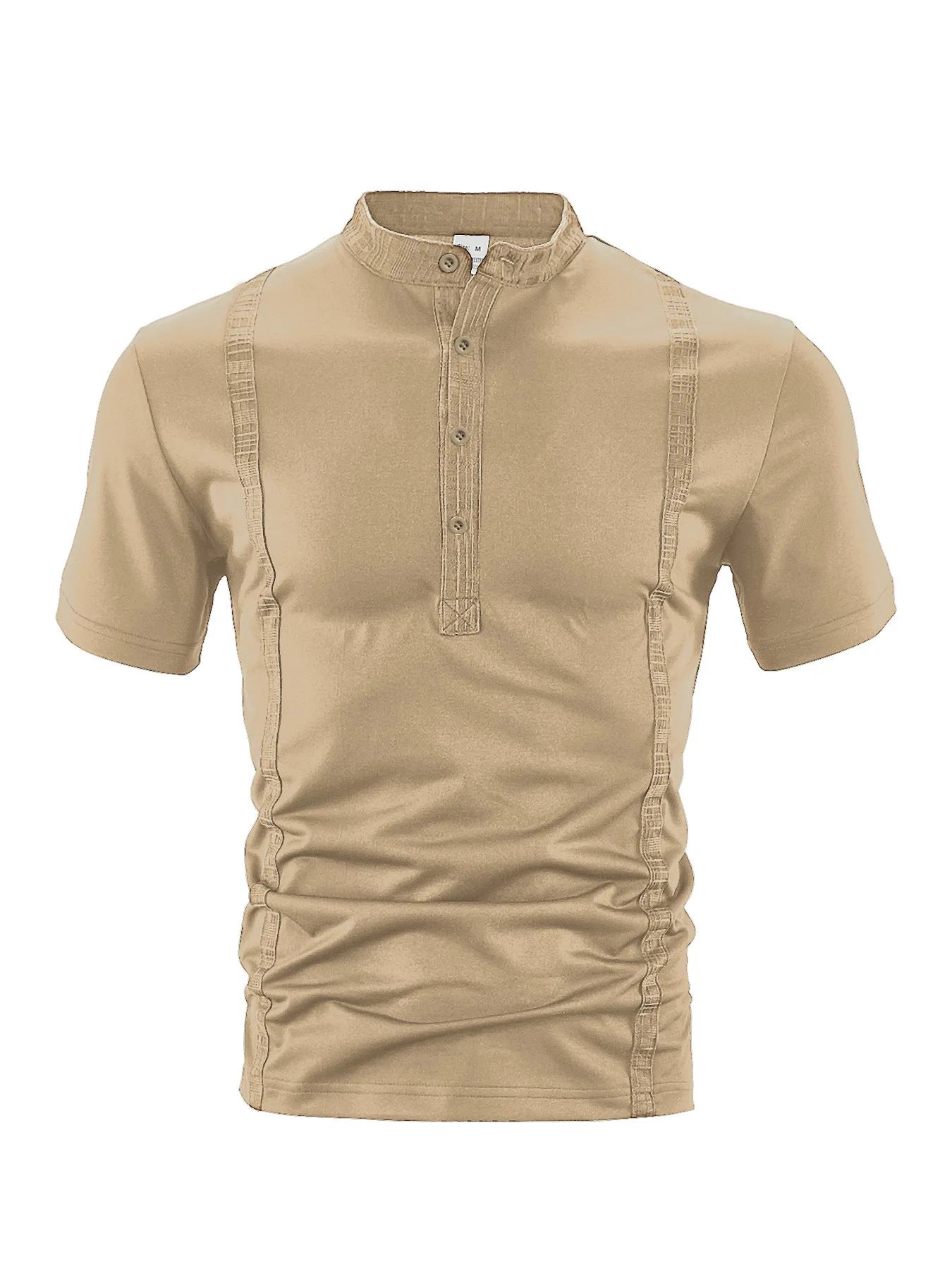 

Men's summer casual Henry shirt - breathable, pure color, high-quality, loose fit, suitable for casual shopping and beach wear.