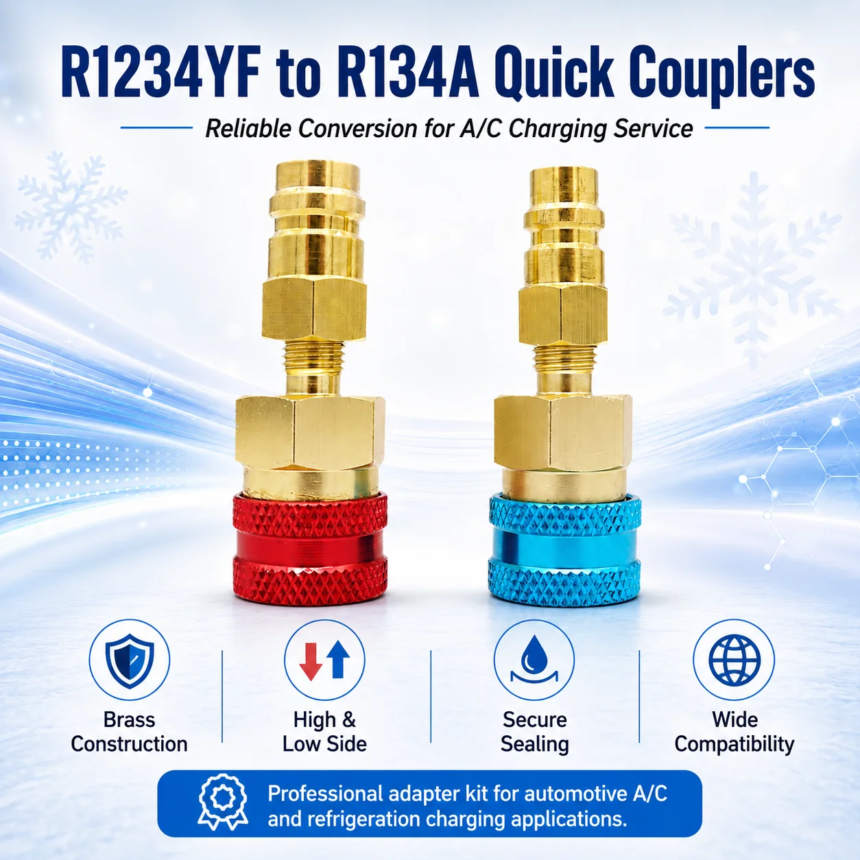Adaptador de Conexão Rápida para Ar Condicionado Automotivo: Conector de Alta e Baixa Pressão para R1234YF e R134A