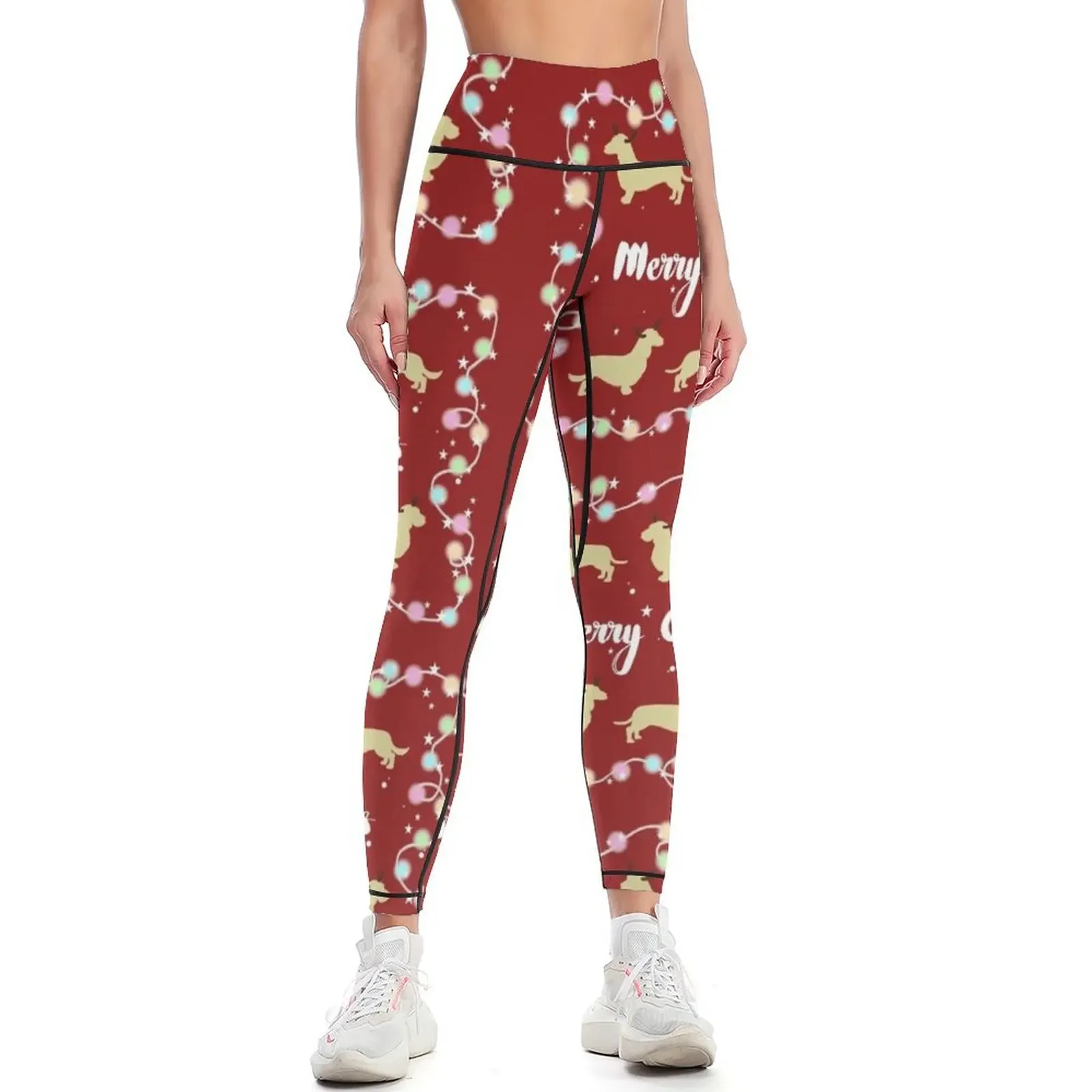 

Dachshund Reindeers Merry Christmas! Leggings sportswear for gym Sweatpants sports for gym Womens Leggings