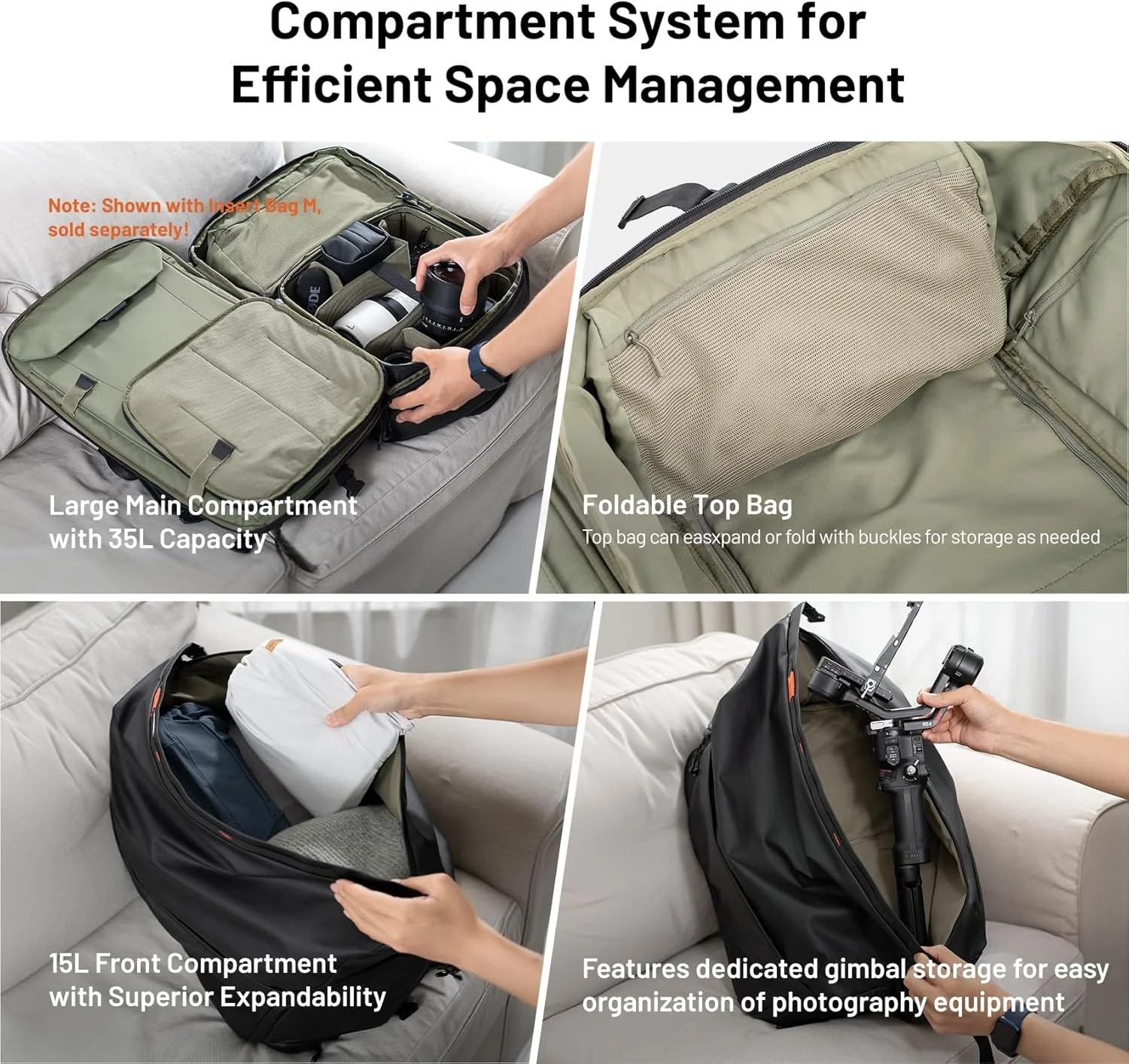 PGYTECH OneMo 여행용 배낭, SLR 및 미러리스 카메라, DJI 드론, 사진가 배낭, 35L