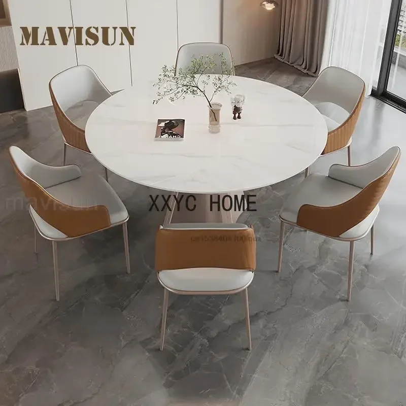 Luxury Extendable Rotating Sintered Stone Desktop For 4 Or 6 People Home Furniture Versatile Round Kitchen Table