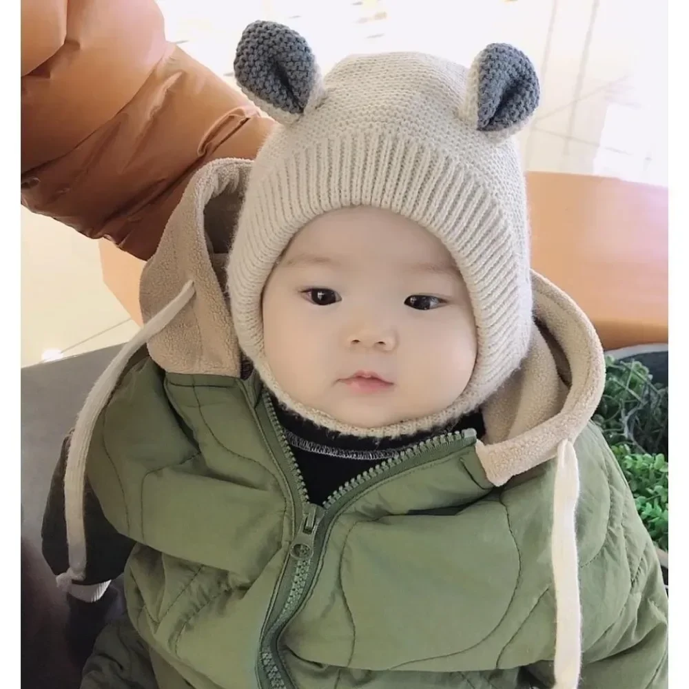 1-3 Years Baby Hats  Boys Girls Bonnet Winter Warm Thicken Hats Kids Infant Cute Ears Knit Hats For Children Beanie Muts