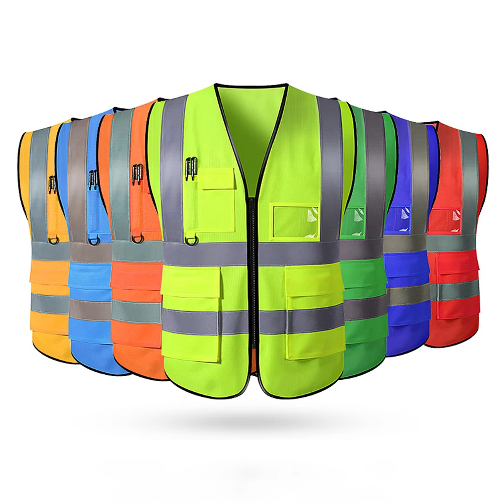 

Men's Work Vest with Pocket Zipper Front Hi Vis Construction Work Clothing Meet ANSI/ISEA Standard