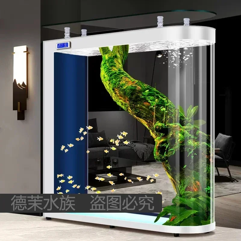 

Floor-to-ceiling glass fish tank living room partition medium and large screen automatic circulation filter aquarium box