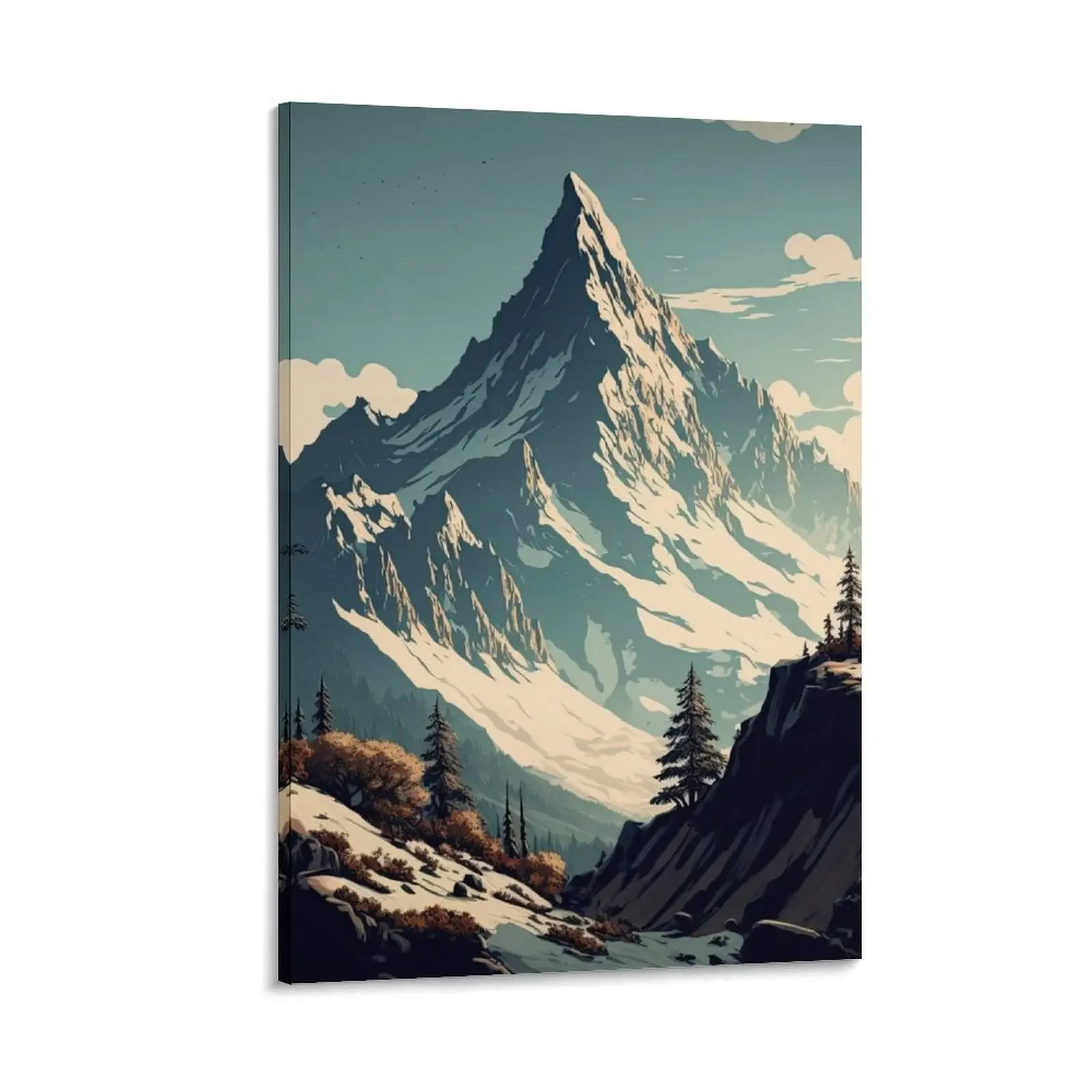 

Majestic Mountain Peak at Sunrise Canvas Painting posters for wall bedrooms decorations