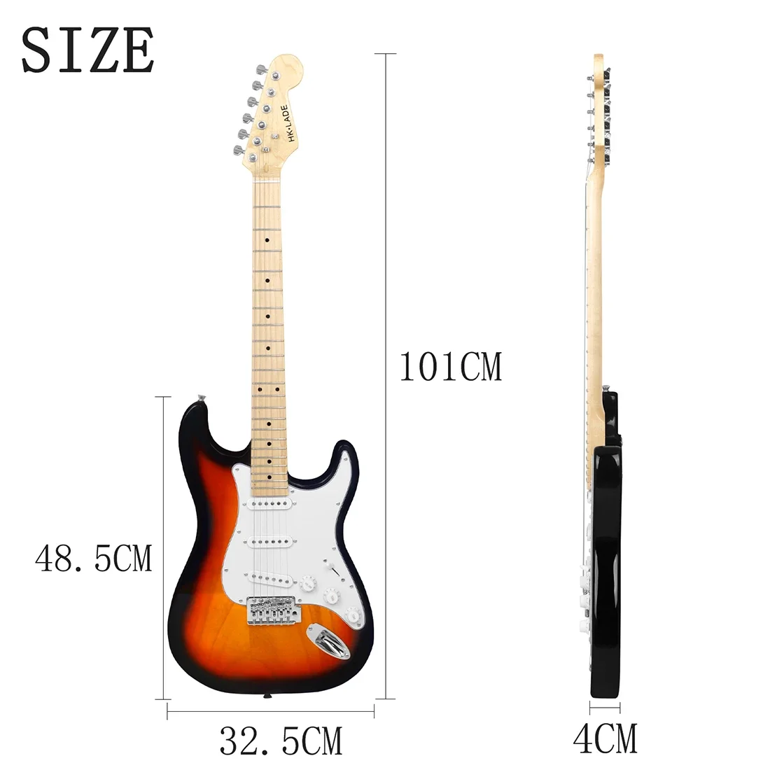 39 นิ้ว ST กีตาร์ไฟฟ้า 6 สาย 22 Frets Maple Body คอกีตาร์ไฟฟ้าพร้อมกรณี AMP สายคล้องกีตาร์อะไหล่และอุปกรณ์เสริม