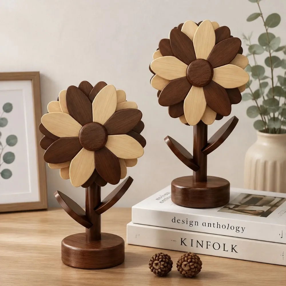 Sunflower Coasters Wooden Placemats Heat Insulation Mat Anti Scald Table Protector Home Decoration Festival Gift