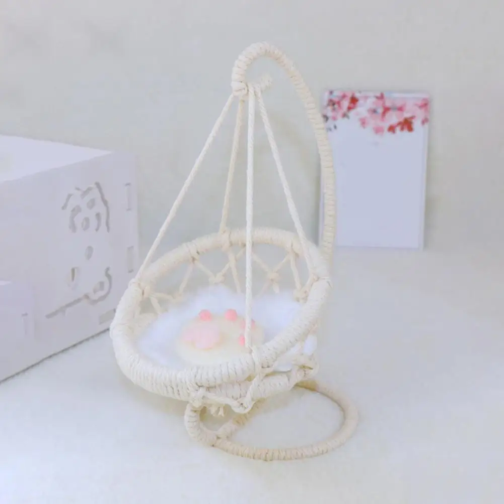 Mini Doll's Hanging Chair Hand-woven Hanging Basket Swing Enameling Plush Toy Hammock Accessories For Girl Gift