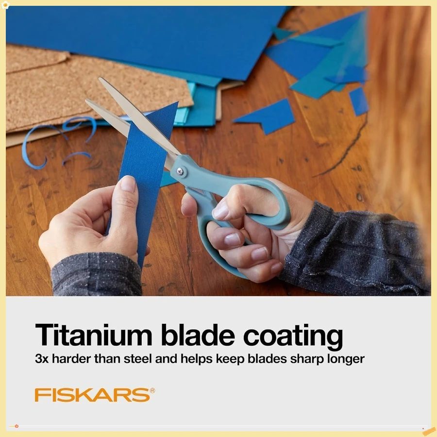 Forbici in titanio - Prestazioni sagomate per tutti gli usi - Titanio da 8" - Forbici per carta dritte per ufficio e arti e mestieri