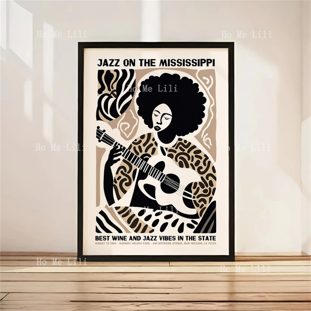 Jazz On The Mississippi Festival Music Poster Wall Art Prints Home Interior Design Musician Gift