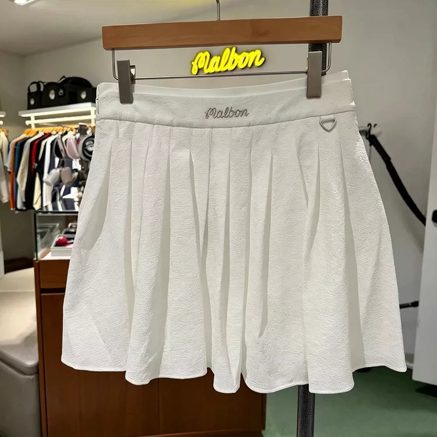 malbon 2026 Korean Women's Golf Skirt Autumn Fashion Slim Fit Sports Mini Skirt Casual Versatile Tennis Skirt Outdoor Golfwear