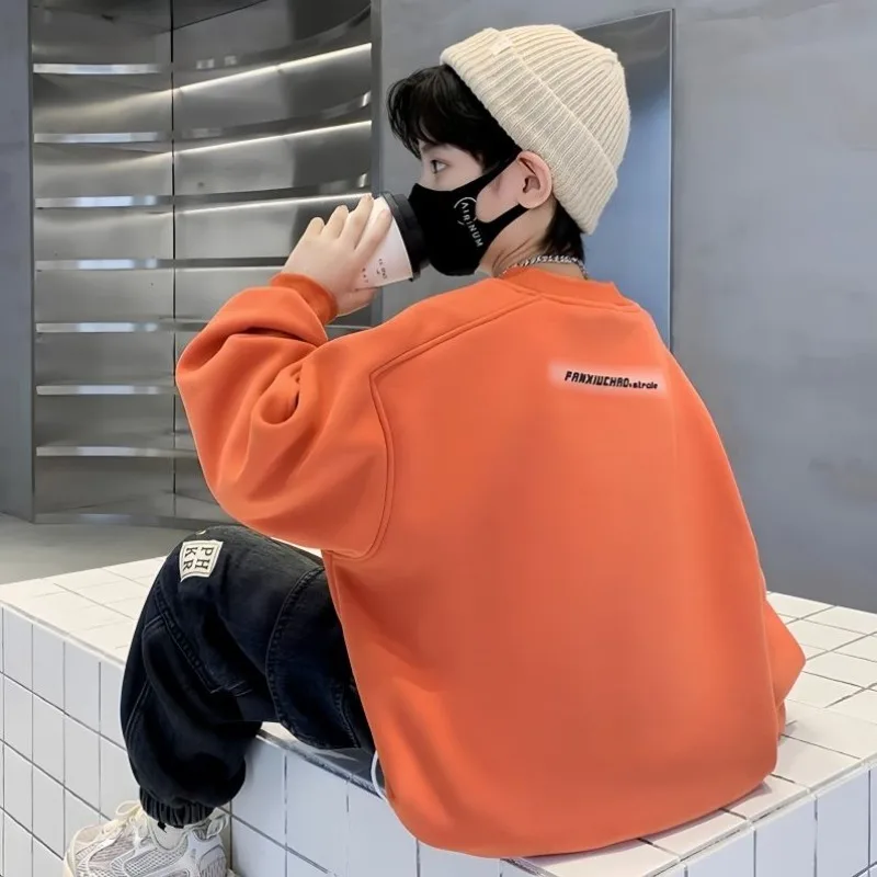 

Boys' Spring/Autumn & Winter 2025 New Arrival Loose Fit Mid-Big Size Stylish Thickened Warm Sweatshirt