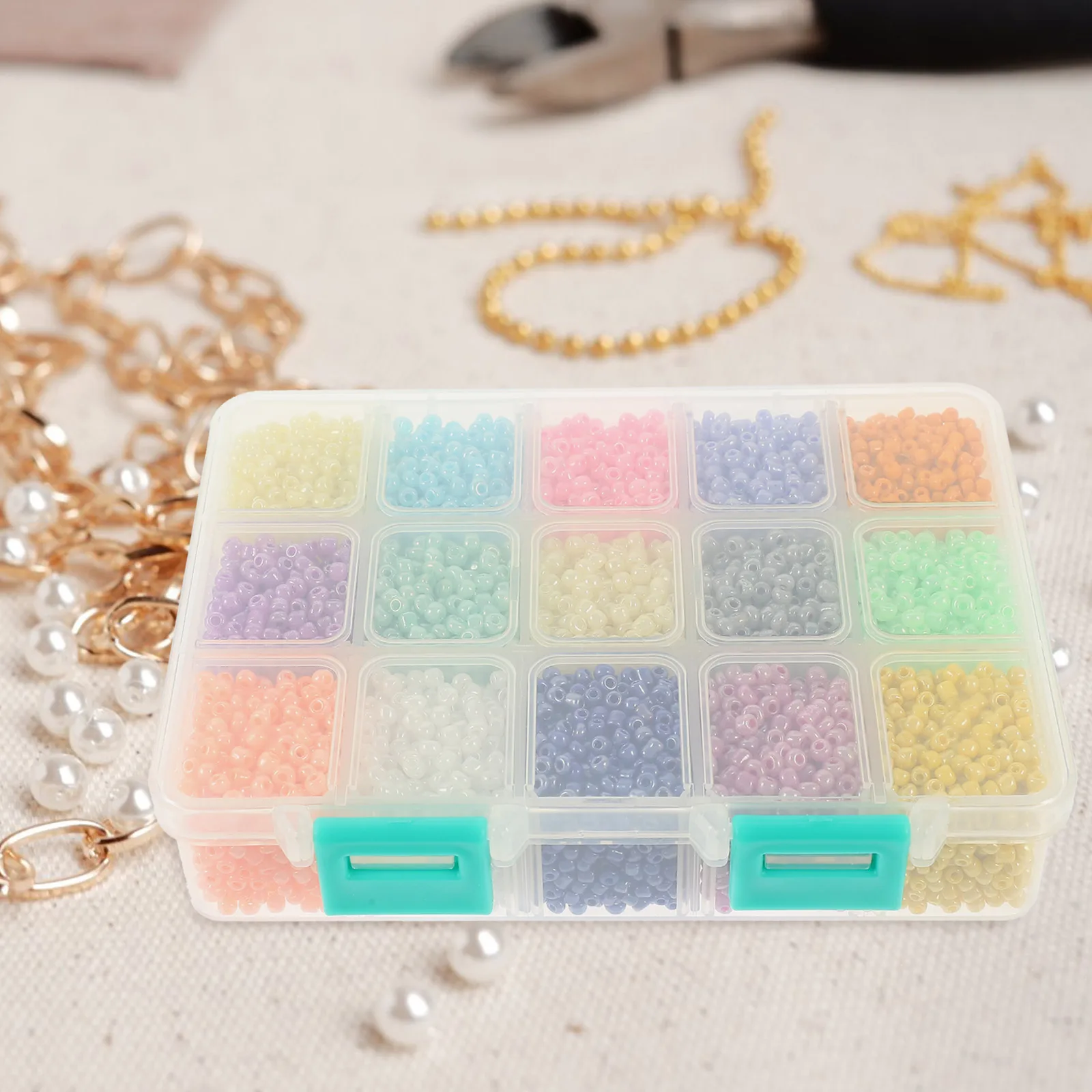 

Box Glass Tiny Beads Bright Color Smooth Safe Skin-Friendly Jewelry Craft Supplies for Necklace Bracelet DIY Beaded Jewelry