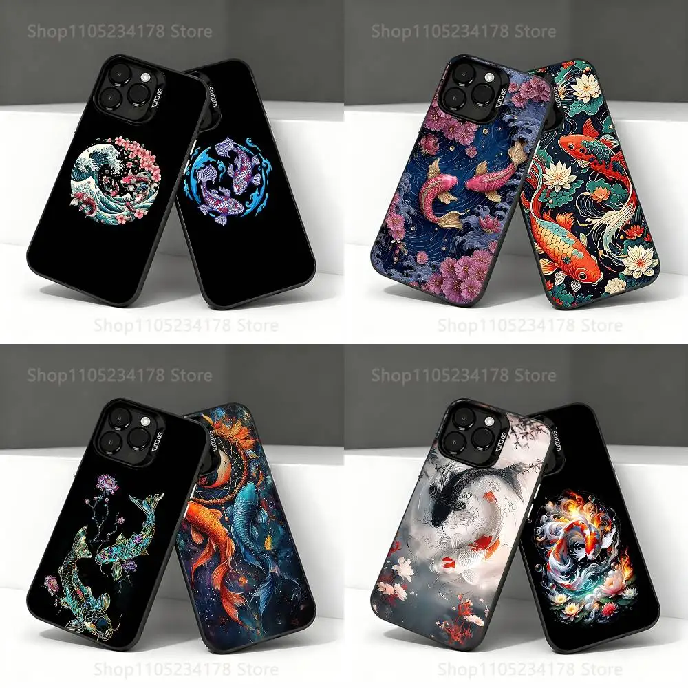 

Koi Fish Yin Yang Art Phone Case For iPhone 17,16,15,14,13,12,11,Pro,XS,Max,Plus,Mini,SE4,E Black Matte Shockproof Cover