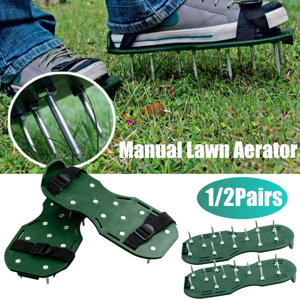 

1/2 пары обуви с аэратором для газона, садовая обувь для ногтей, регулируемые сандалии с шипами, аэратор для двора, культиватор для травы, аэратор для скарификации