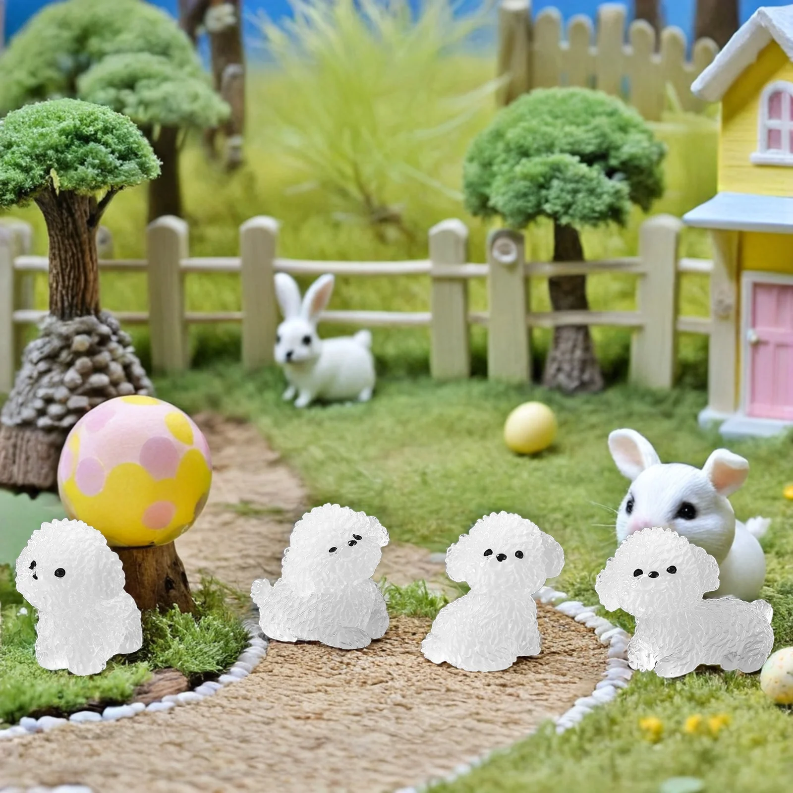 

24pcs Glow Mini Dog Figurines Resin Decor Desktop Resin Animal Ornaments Bookshelf Ornament Puppy Statue Microlandscape Gift