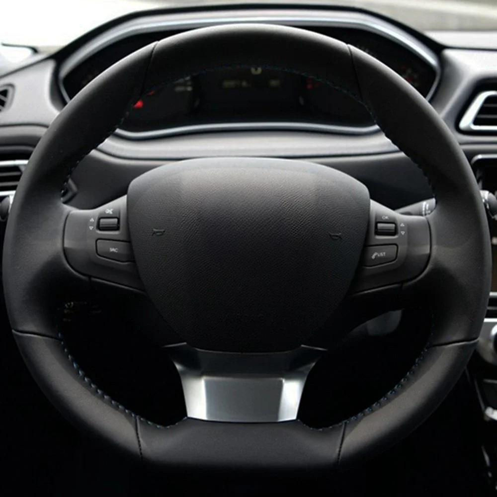 

Car Steering Wheel Cover DIY Black Hand-stitched Artificial Leather For Peugeot 308 2016 2017 2016-2017