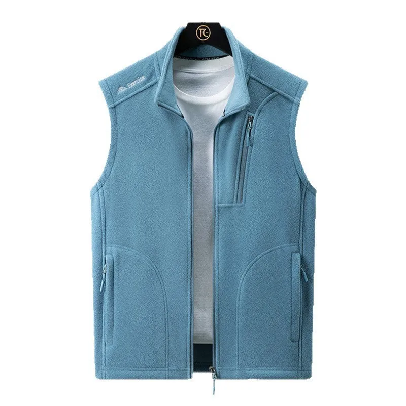 

Fleece Vest Men's and Women's Autumn and Winter Outdoor Fleece Warm Zipper Pocket Sleeveless Top Jacket Outside Vest