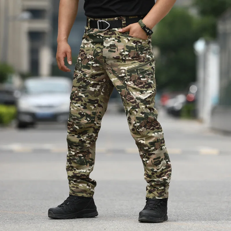 Mode Rits Grote Zak Militaire Fans Cargo Broek Heren Casual Vissen Waterdichte Broek Klassieke Leger Tactische Broek Voor Man