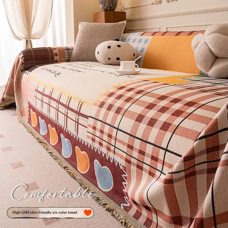 Sofa cover cloth for all seasons, universal living room, one full cover sofa towel, anti slip and anti cat scratch cover blanket