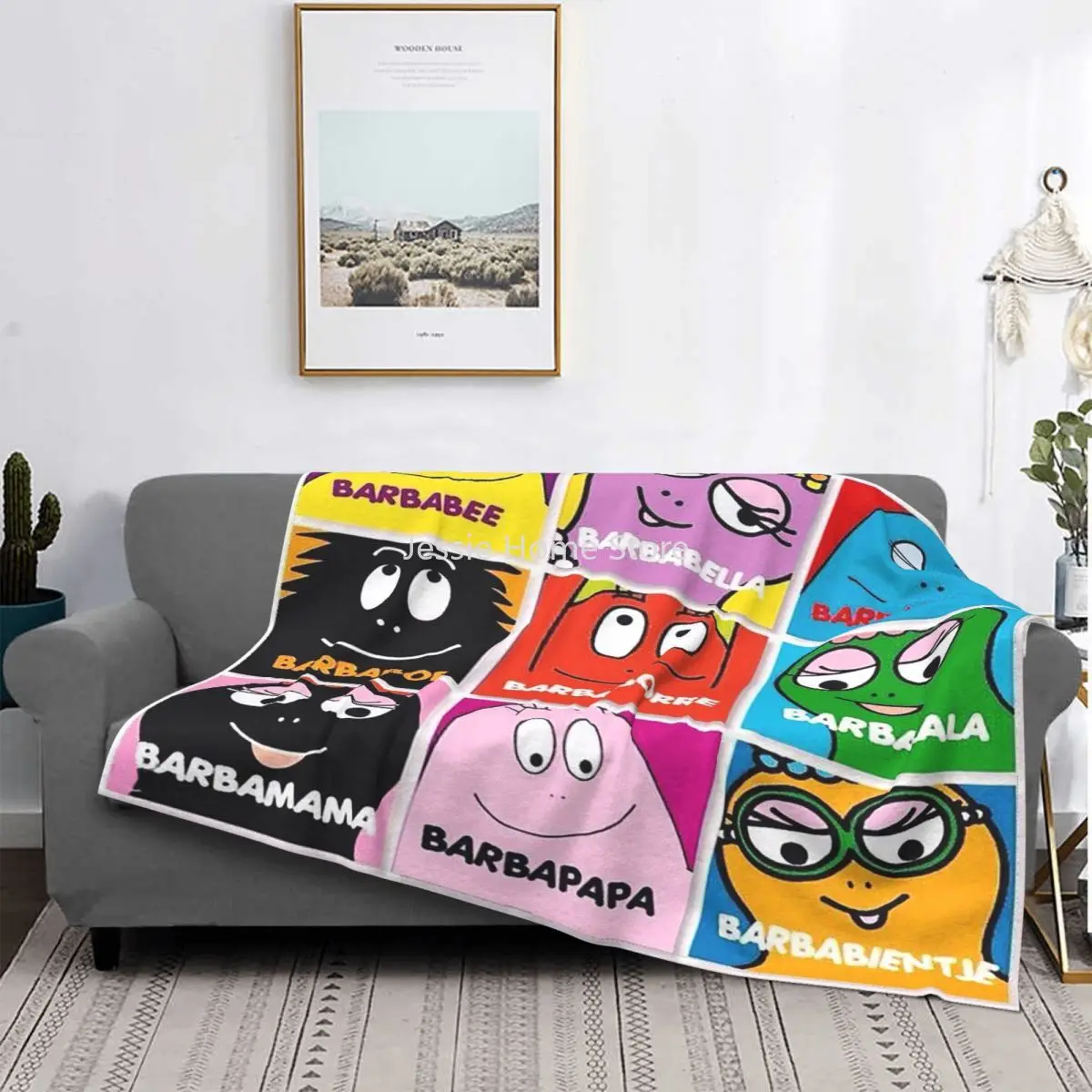 

Barbapapa Blanket Flannel Summer Anime Plaid Portable Super Soft Throw Blanket for Home Travel Bedspreads