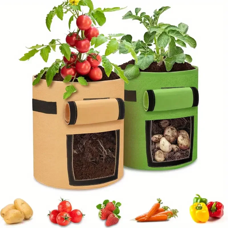 5/10Gallon Non-Woven Felt Potato Grow Bag Thickened Aeration Fabric for Vegetable Root Growth Garden Planter Tools
