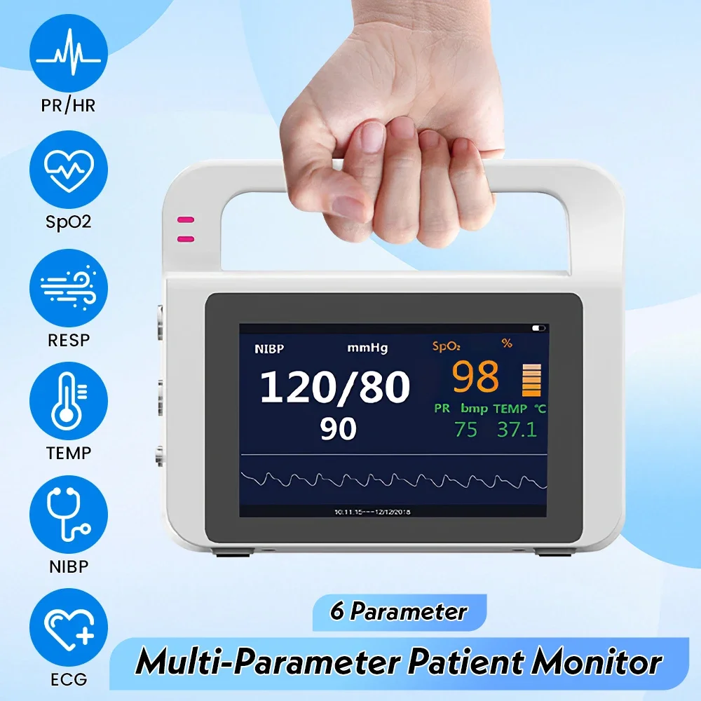 2026 New Patient Monitor TFT 5 Inch Touch Screen Portable Vital Signs Monitor., RESP, ., PR,., TEMP Note:vet Use Is 4