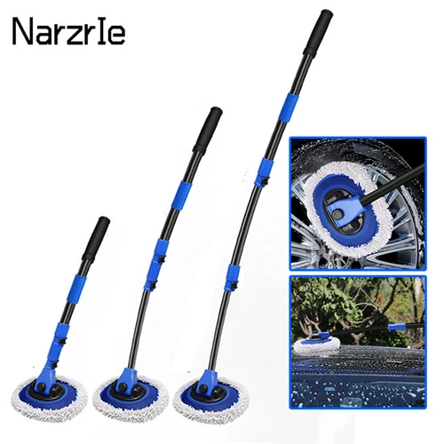 Imagen 1 del producto Actualización, fregona de limpieza telescópica de mango largo de 4 secciones, escoba, cepillo de lavado de coches, herramientas de cepillo de espuma de limpieza, accesorios para automóviles