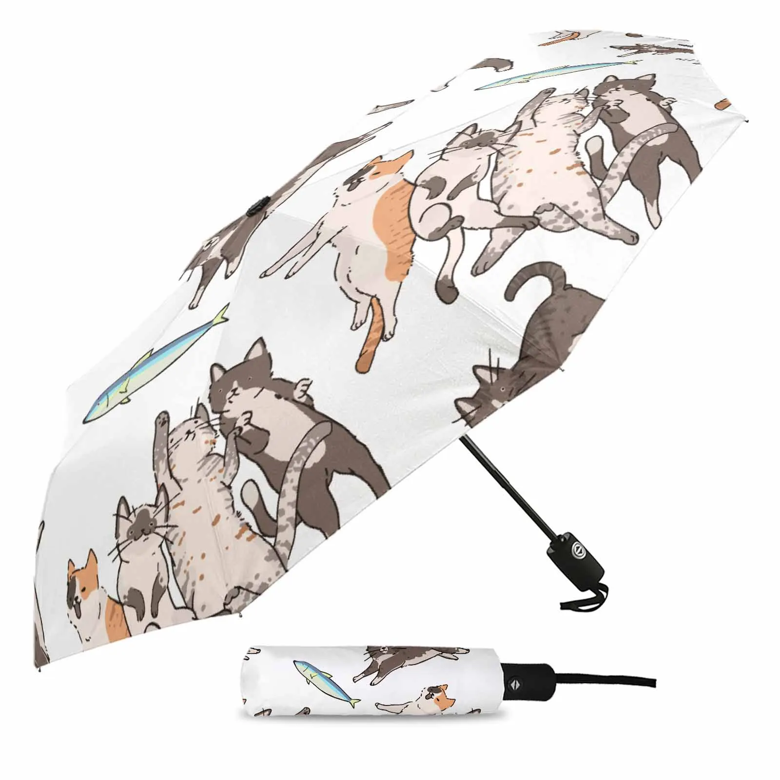 Line Cat Flower Animal Fish Outdoor Fully-automatic Folding Eight Strands Umbrellas for Adults Printed Umbrella