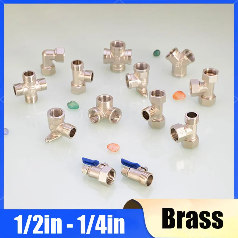 Water Purifier Ball Valve Switch Copper 1/2in-1/4in Pe Pipe Live Joint Elbow Tee Four-Way Machine Connector Water Separator