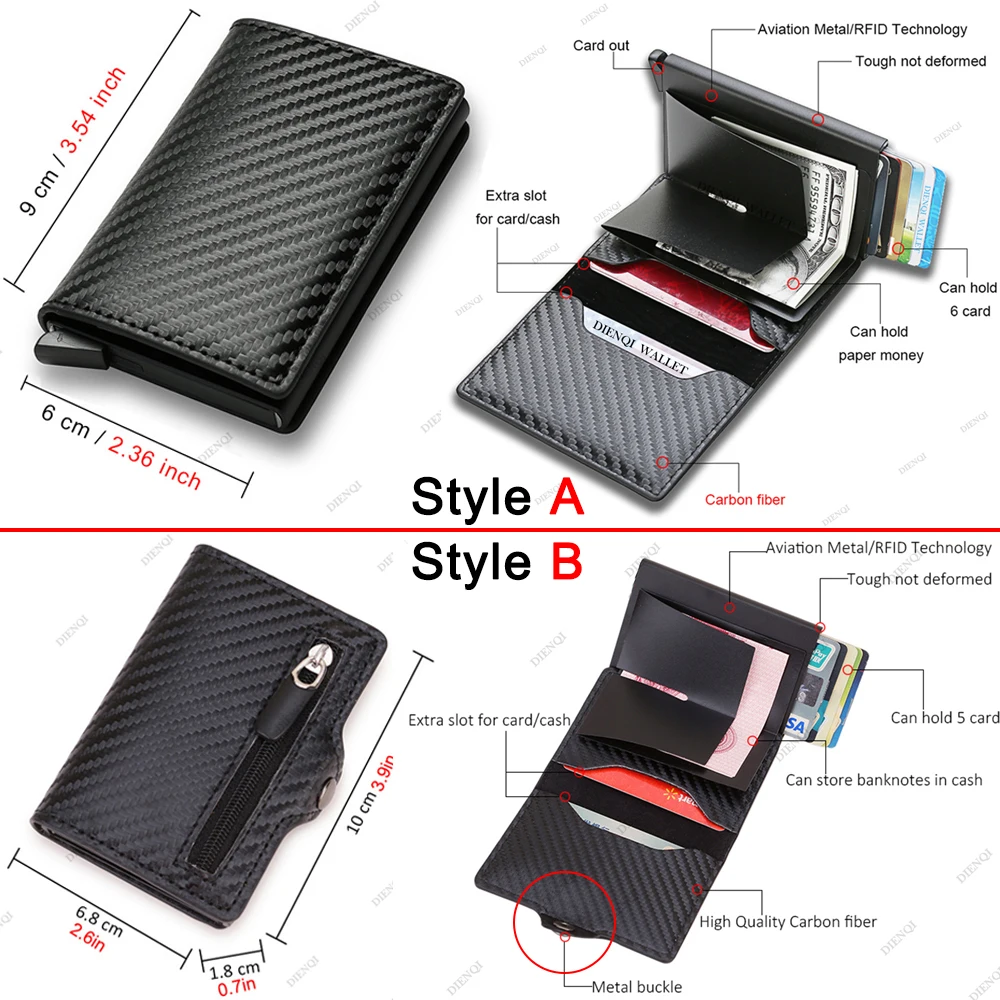 Carbon Fiber Credit Card Holder Wallets Men Brand Rfid Black Magic Trifold Leather Slim Mini Wallet Small Money Bag Male Purses