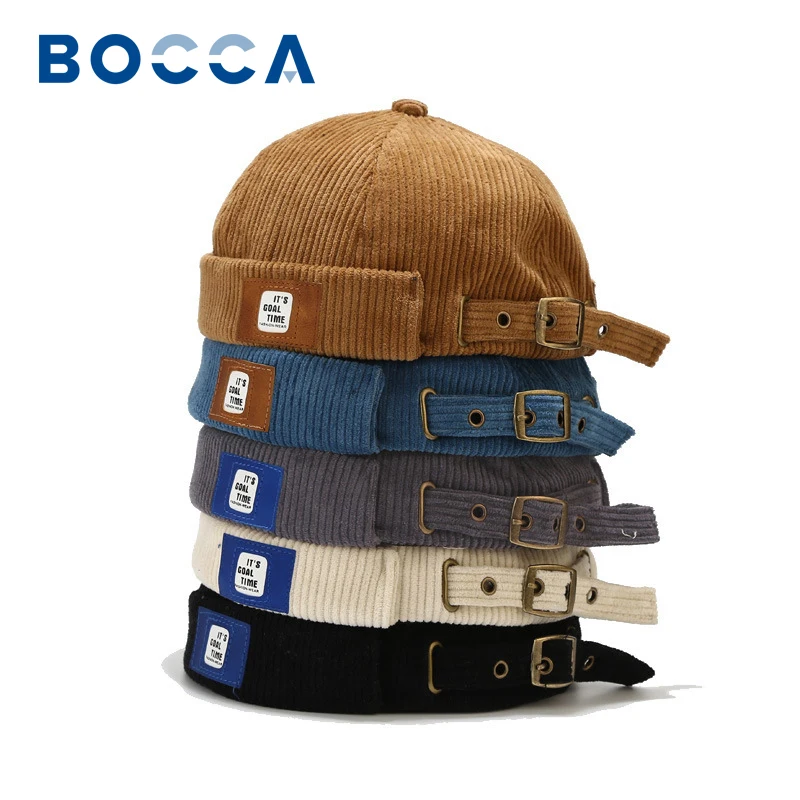 Bocca Beanie Hats Brimless Hat Caps For Men Women Corduroy Dome Adjustable Vintage Soild Color Unisex Winter Spring Autumn