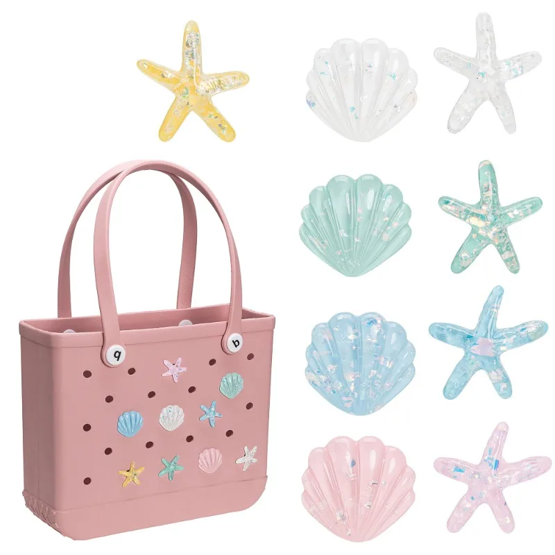 Beach Charms Bogg Bag Accessories EVA Rubber Handbag Fashion Waterproof Women Basket Pins Shell Buckles Badge Jelly Sac Bogg Bag