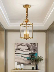 American Country Hanging Lamp Interior Lighting Fixtures Pendant Lights Bronze Glass Chandeliers For Living Dinner Room Corridor