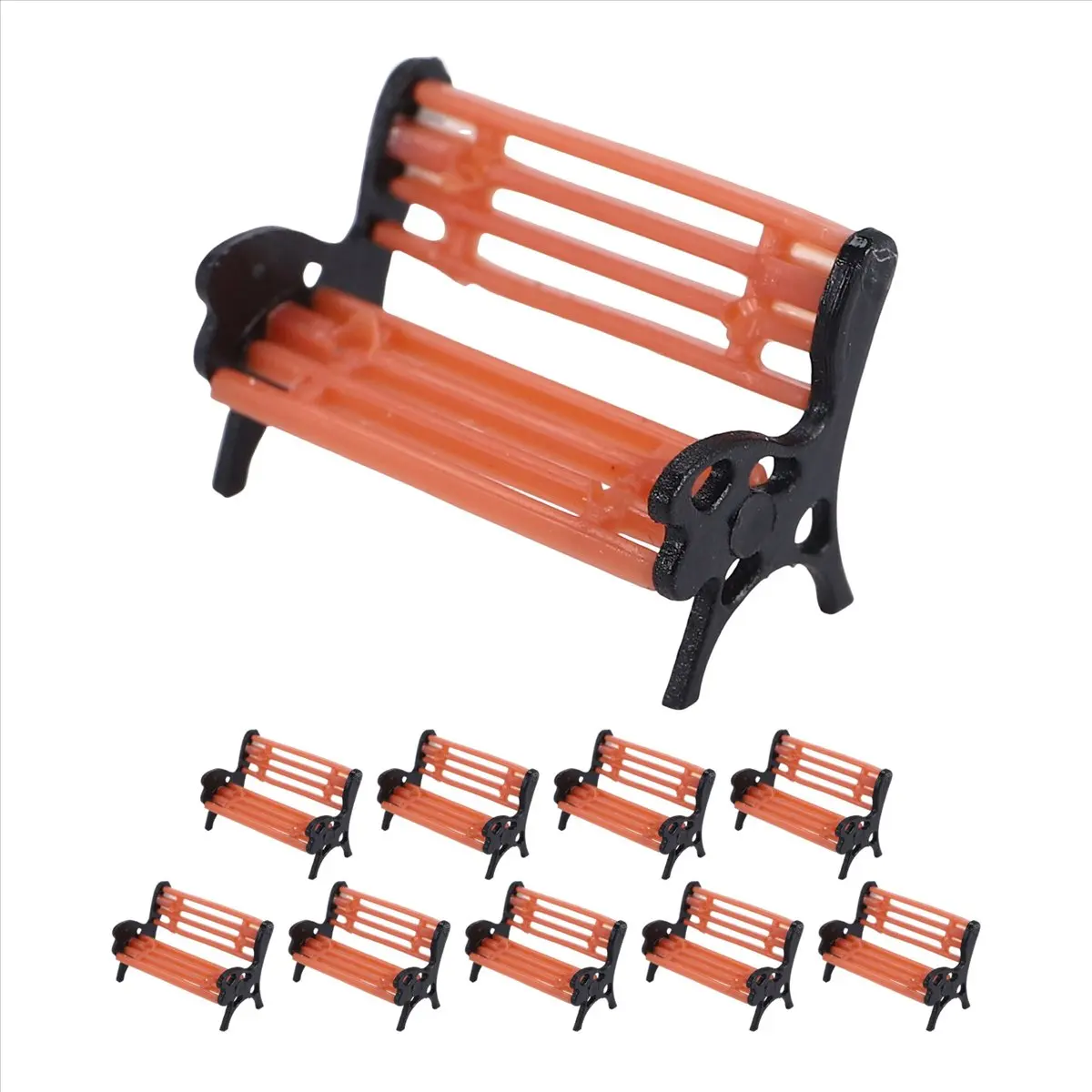 A3#(Upgraded) 1323F 10Pcs Model Train HO N O Scale 1:100 Bench Chair Model Settee Street Park Layout Plastic Crafts,Garden/Railw