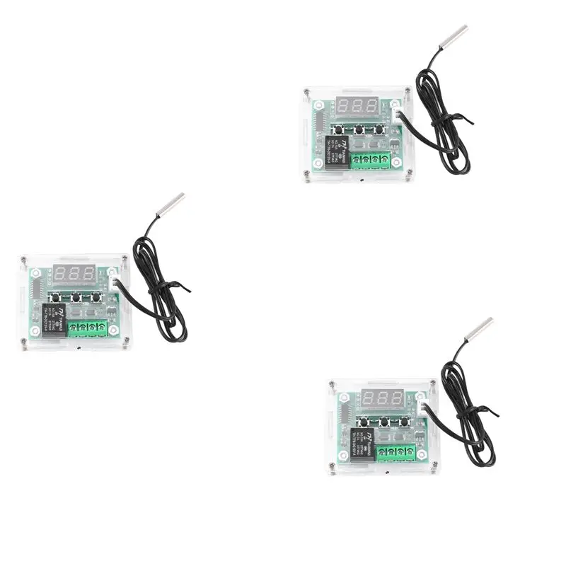3X W1209 DC 12V Thermostat Temperature Control Switch Thermometer Controller With Digital LED Display With Case-AT64