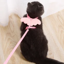 Melek kanatları sevimli kedi koşum Pet kediler için koşum ve tasma Set yavru tavşan yavru aksesuarları artículos para mascotas kurşun