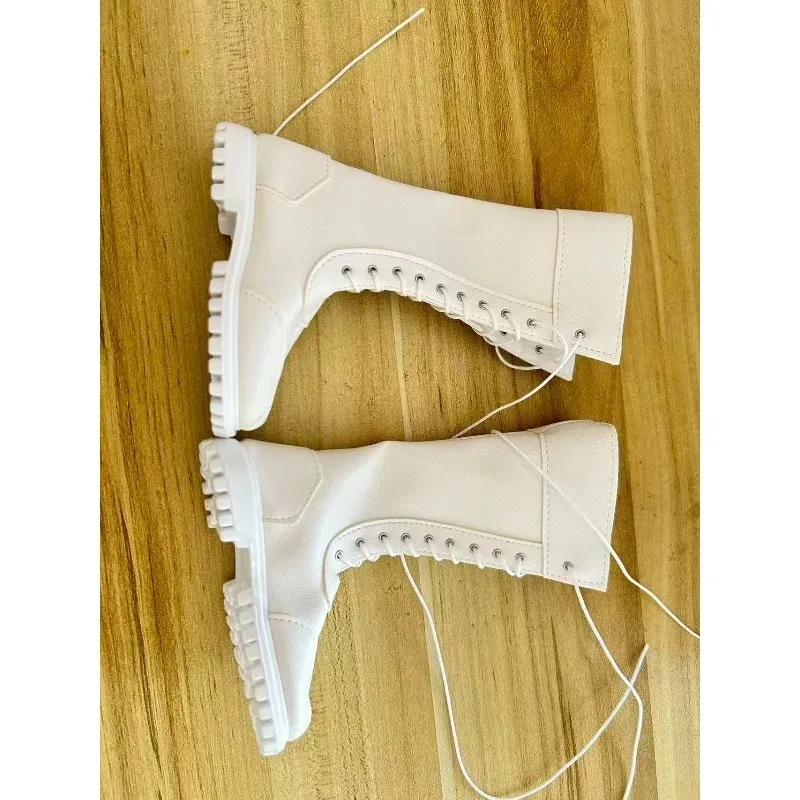 En Stock, escala 1/3, soldado femenino, zapatos con lazo de tubo largo hueco blanco, modelo apto para figuras de acción, accesorio para el cuerpo