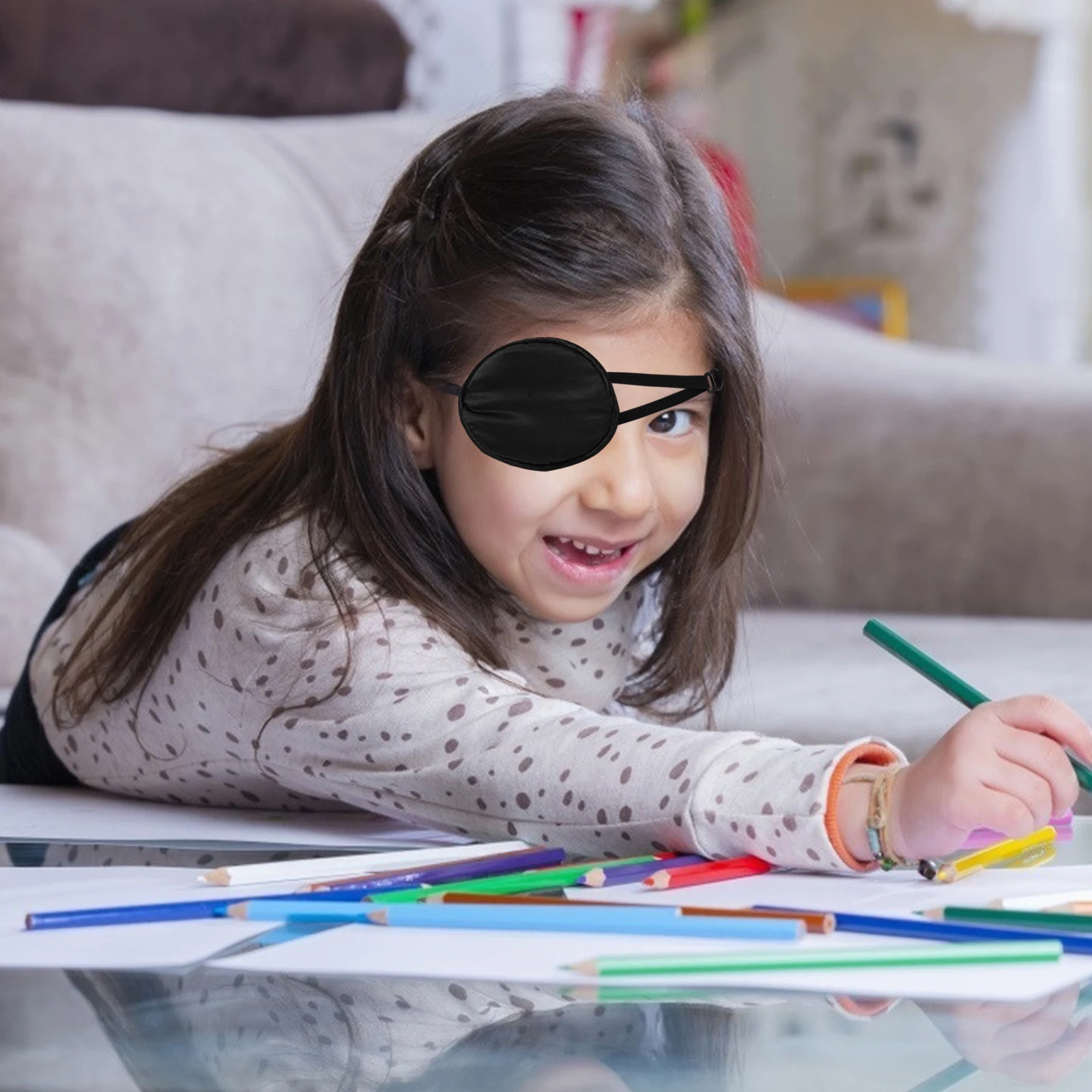 

Silk Eye Mask Patches Kids Children Strabismus Corrector Amblyopia Pirate Cover Eye Patch Medical Use Long Term Material