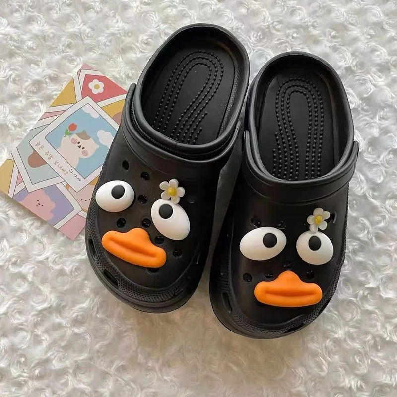 Cute Love Eye Little Yellow Duck Hole Shoe Charms Decoration Shoe Buckle Funny Swirl Eyes Duck Shoe Flower Accessories