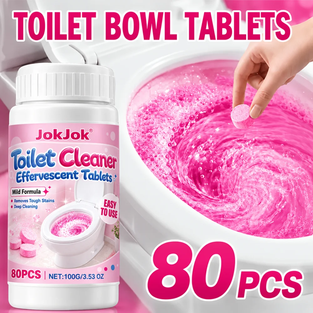 80Pcs Toilet Effervescent Tablets. Just Drop into Toilet or Tank. Gentle to Glaze, Scrub-Free Home Toilet Cleaner.