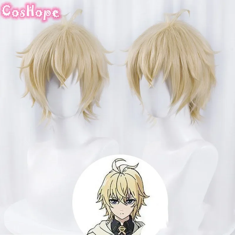 In Stock Mikaela Hyakuya Cosplay Wig Men Short Light Blond Wig Cosplay Anime Cosplay Wigs Heat Resistant Synthetic Wigs