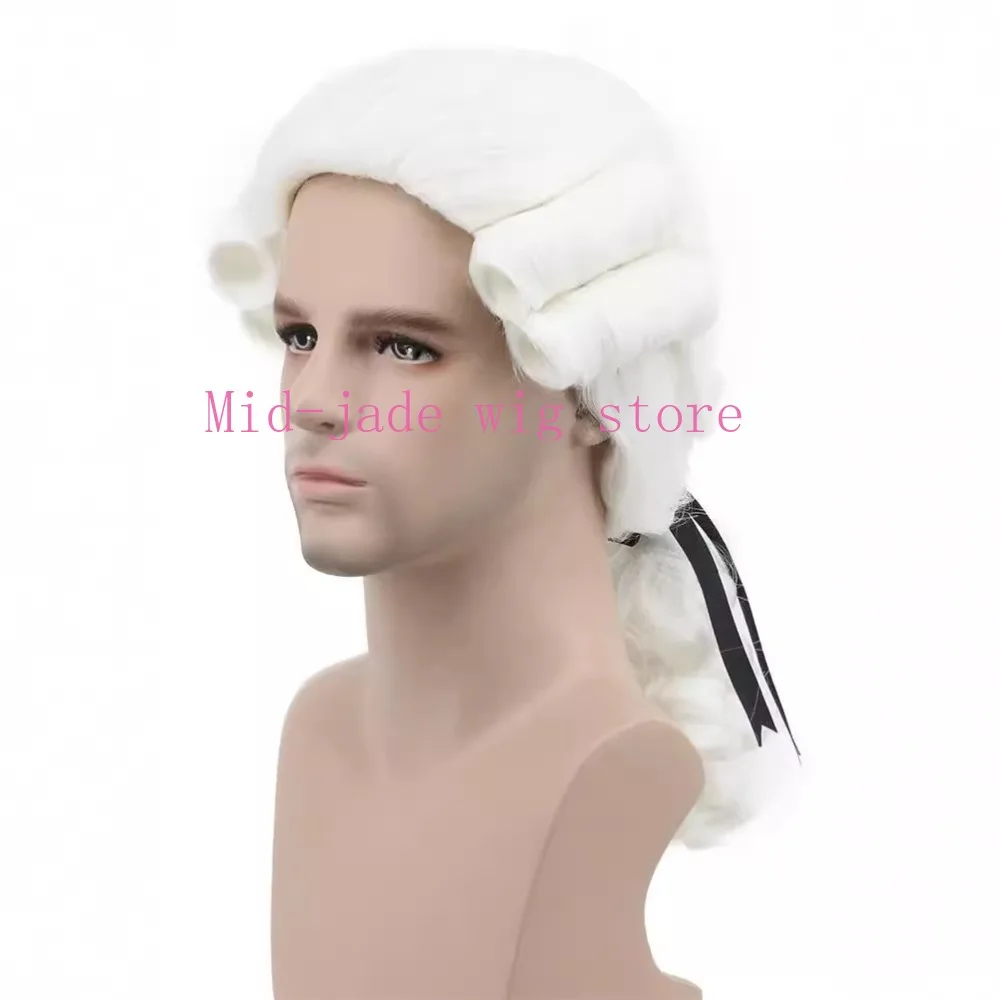 Perruque de cosplay style juge à double tresse, queue de cheval blonde, pour déguisement de personnage, convention et jeu de rôle